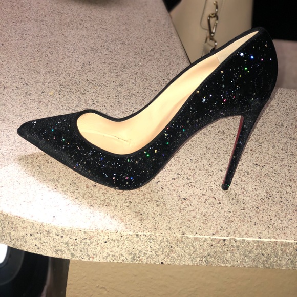 Galactica Black Velvet Louboutin Red Bottom Heel - Picture 3 of 4